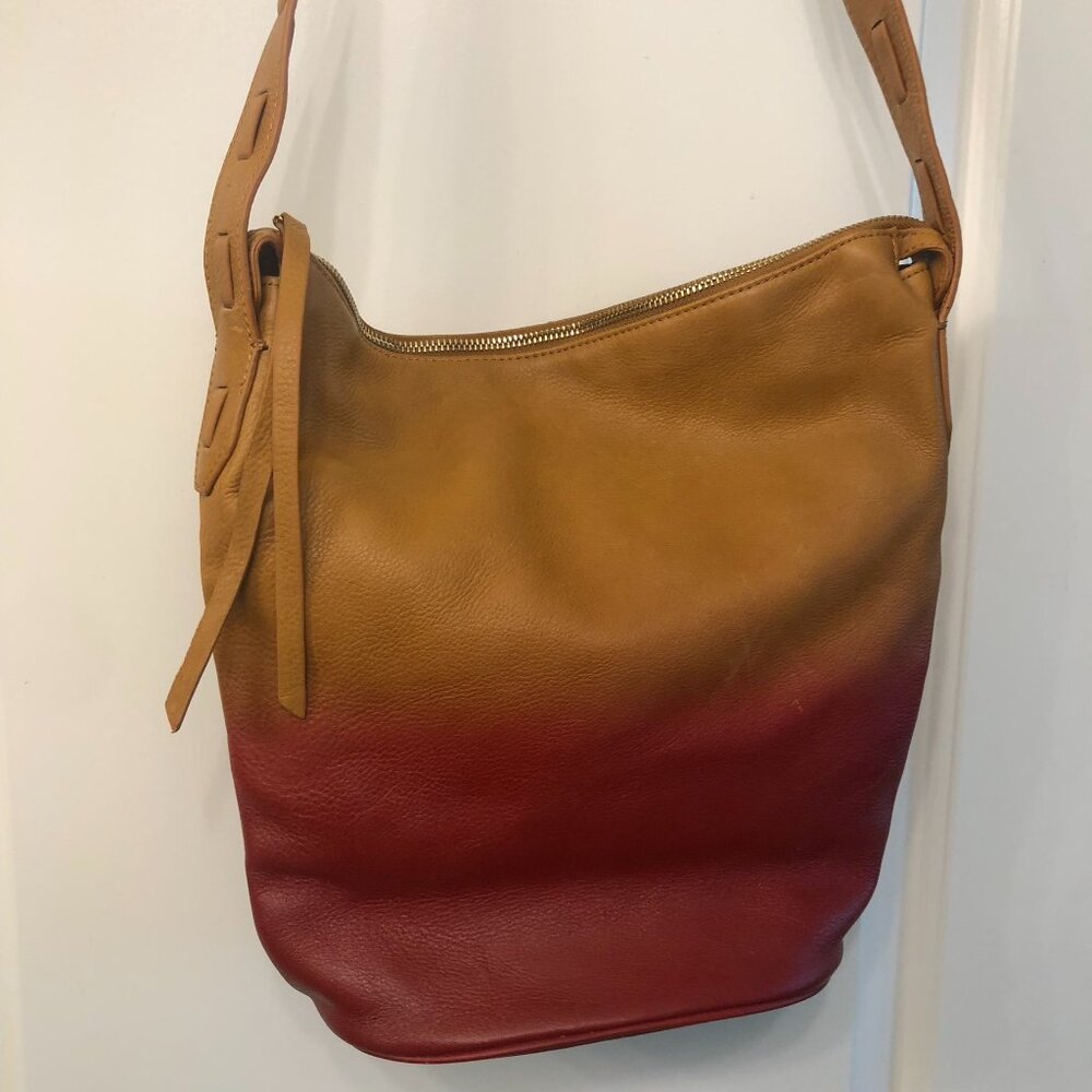Kelsi Dagger Leather Bucket Bag- Dip Dyed - Camel/Poppy
